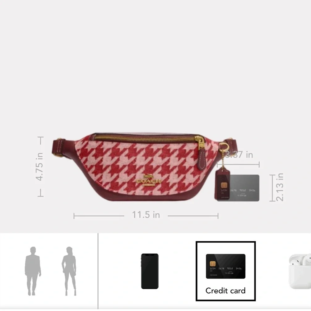 COACH Leather Warren Bag - Houndstooth Print